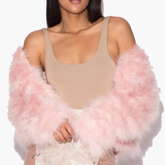 💥SHOWSTOPPER💥Genuine Ostrich Feather Jacket in Light Pink - Picture 5 of 16